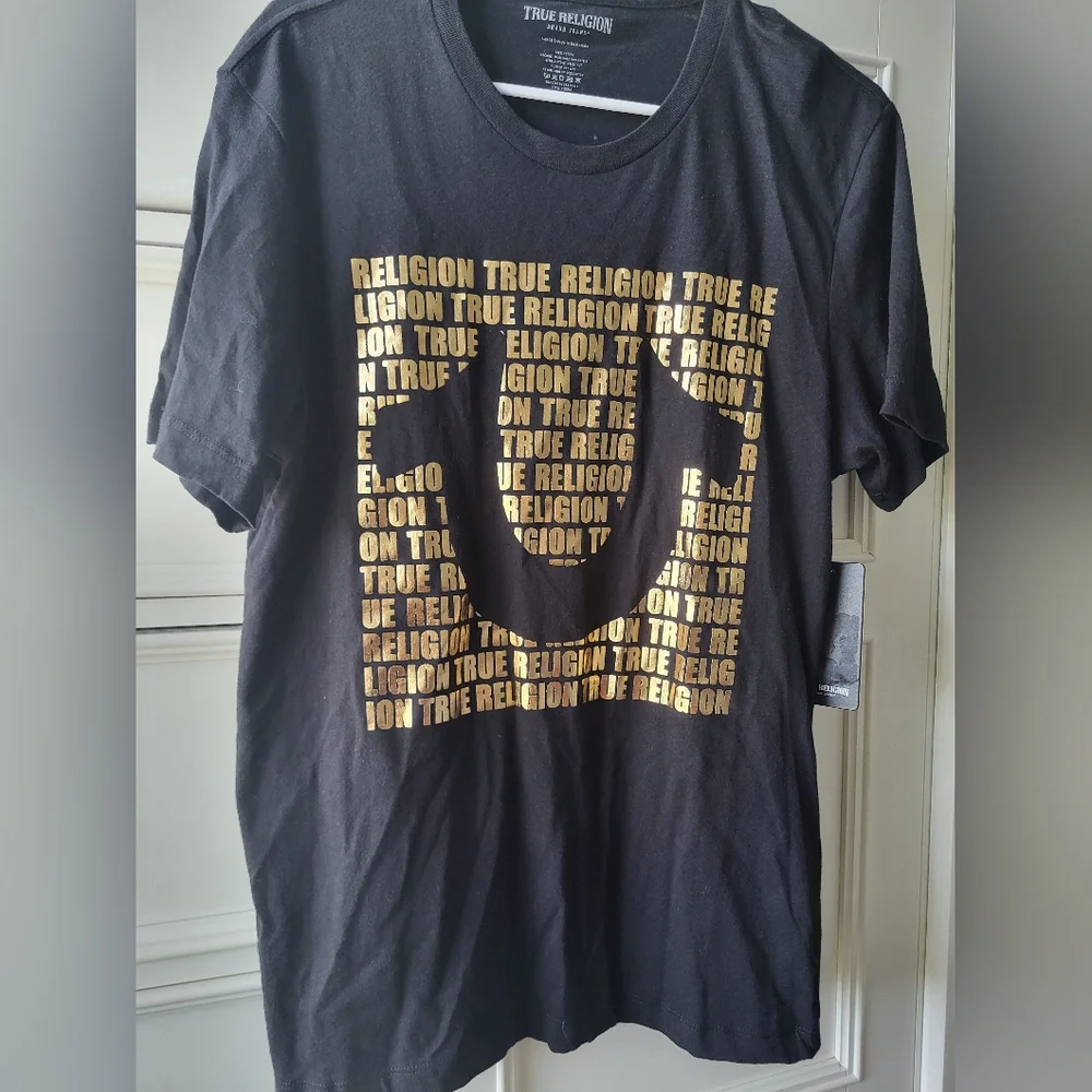 True Religion,Short Sleeve Black T Shirt - L